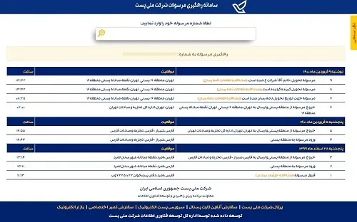 پیگیری مرسولات با کد رهگیری، کد مرسوله و یا بارکد پستی