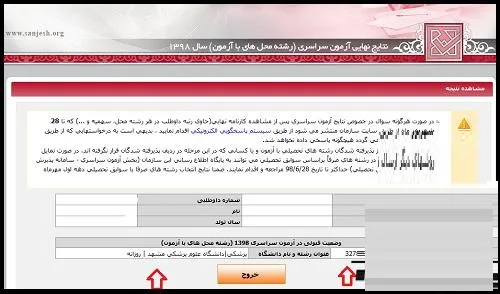 نتایج انتخاب رشته کنکور 