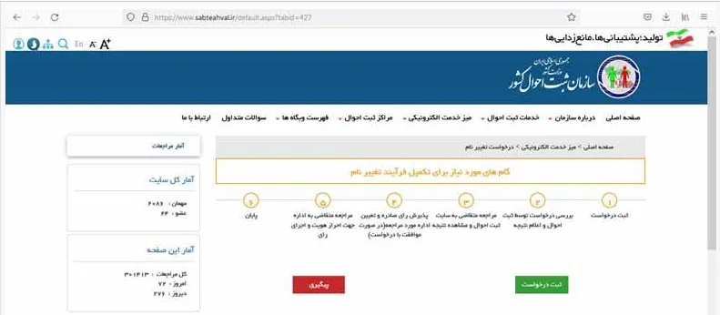لینک ورود به ثبت احوال کشور