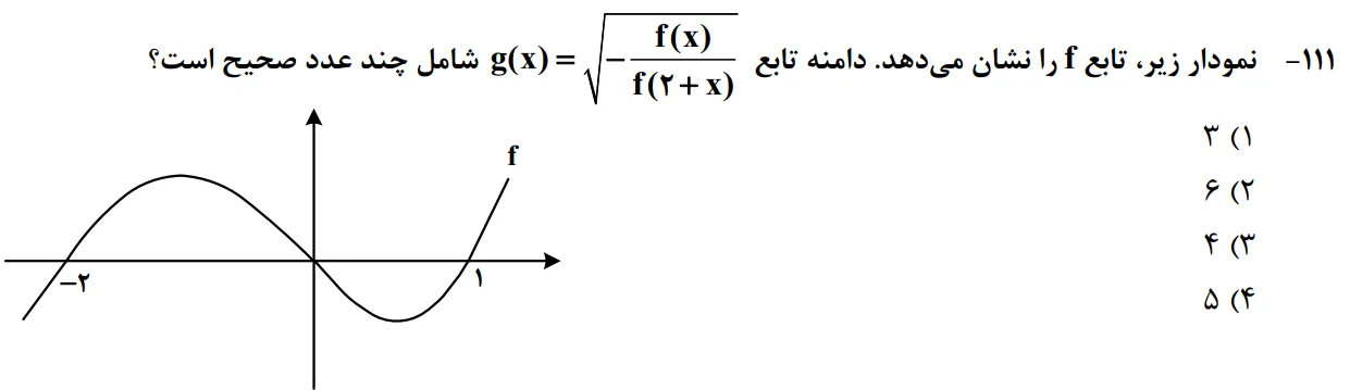 سوالات ریاضی کنکور تجربی سوال شماره 1