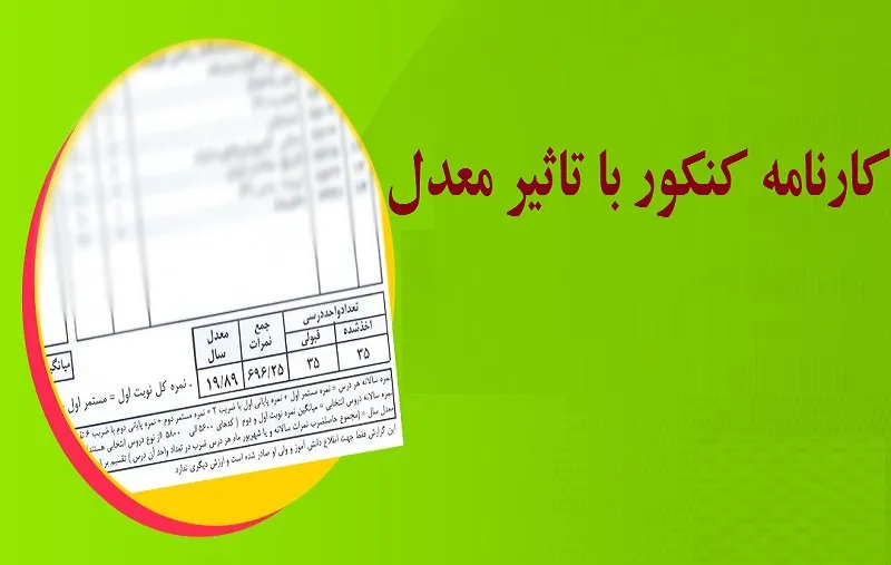 کارنامه کنکور با تاثیر معدل